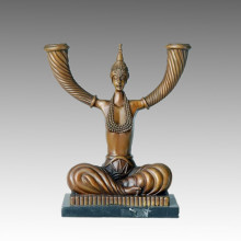 Candlestick Bronze Sculpture Abstract Male Deco Brass Statue Tpch-002